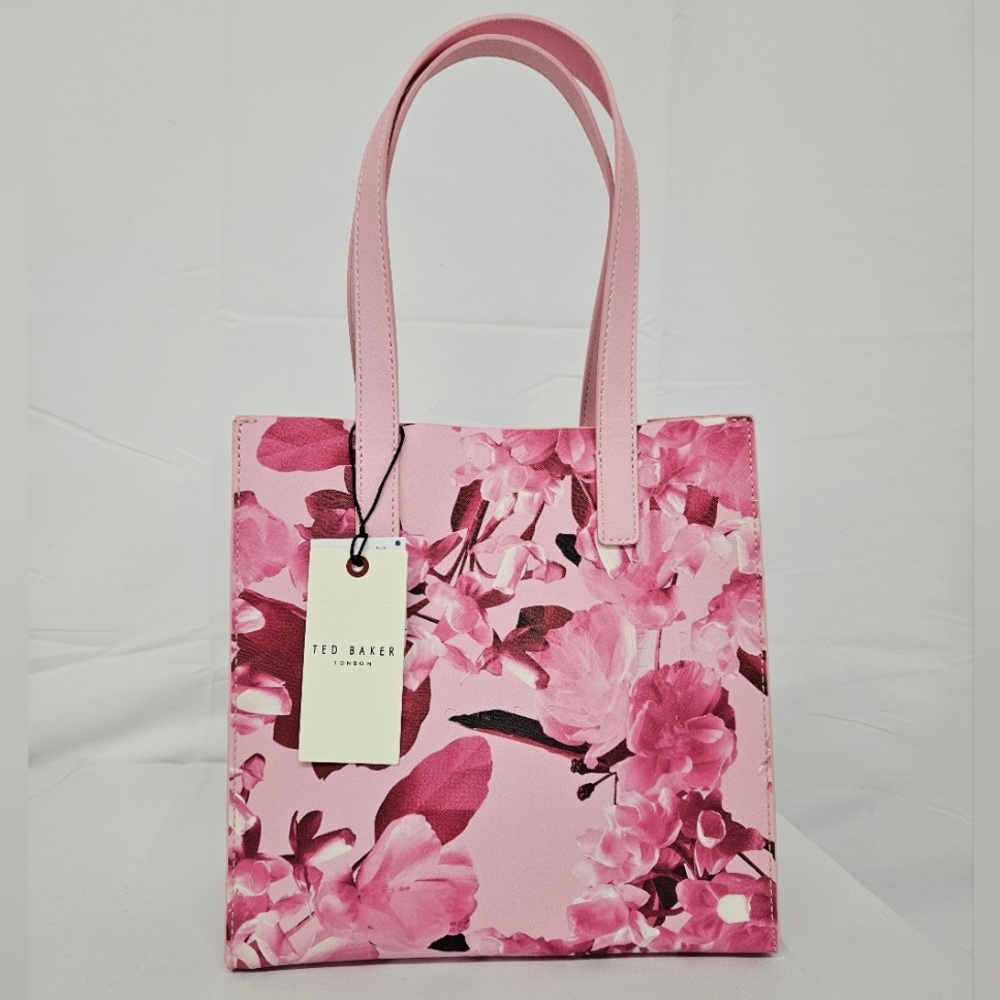 Ted Baker The Icon Pink Floral Tote  Handbag In Pink And White NWT